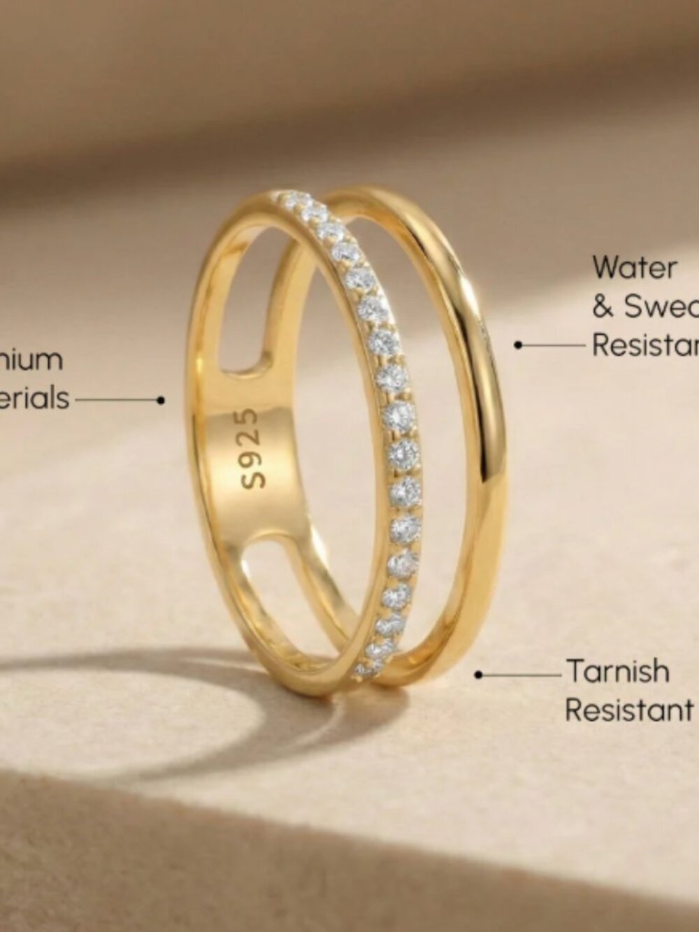 Mint & Lilly Double Band Pave Ring - Picture 7 of 9